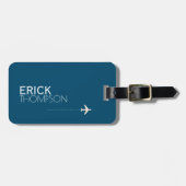 Gepersonaliseerd Elegant Blauw Bagagelabel (Voorkant horizontaal)