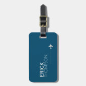 Gepersonaliseerd Elegant Blauw Bagagelabel (Voorkant verticaal)