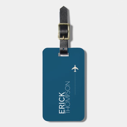 Gepersonaliseerd Elegant Blauw Bagagelabel (Voorkant verticaal)