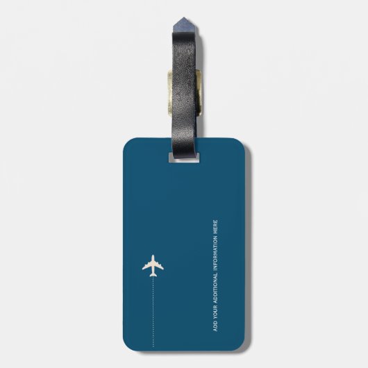 Gepersonaliseerd Elegant Blauw Bagagelabel (Achterkant verticaal)