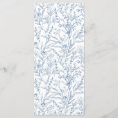 Gepersonaliseerd Elegant Blauw Bloemen Verjaardags Menu (Achterkant)