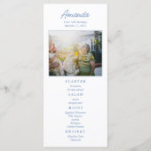 Gepersonaliseerd Elegant Blauw Bloemen Verjaardags Menu (Voorkant)