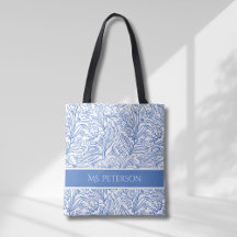 Gepersonaliseerd Elegant Blauw Botanisch Ontwerp