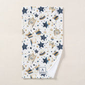 Gepersonaliseerd Elegant Blauw & Gouden Sterren Pa Bad Handdoek (Handdoek)