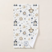 Gepersonaliseerd Elegant Blauw & Gouden Sterren Pa Bad Handdoek (Handdoek)