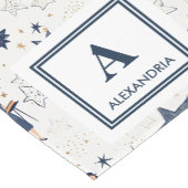 Gepersonaliseerd Elegant Blauw & Gouden Sterren Pa Korte Tafelloper (Hoek)