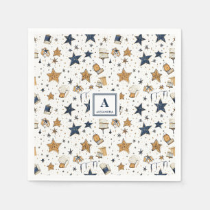 Gepersonaliseerd Elegant Blauw & Gouden Sterren Pa Servet