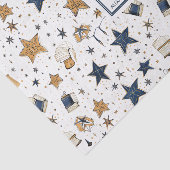 Gepersonaliseerd Elegant Blauw & Gouden Sterren Pa Tissuepapier (Detail)