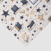 Gepersonaliseerd Elegant Blauw & Gouden Sterren Pa Tissuepapier (Detail)