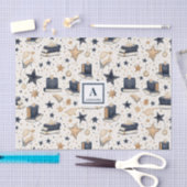 Gepersonaliseerd Elegant Blauw & Gouden Sterren Pa Tissuepapier (Craft)