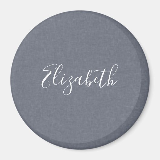 Gepersonaliseerd Elegant Blauw Grijs Linnen Magneet (Voorkant)