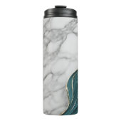 Gepersonaliseerd Elegant Blauwgroen Goud Marmer Thermosbeker (Voorkant)