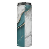 Gepersonaliseerd Elegant Blauwgroen Goud Marmer Thermosbeker (Achterkant)