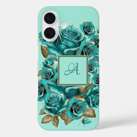 Gepersonaliseerd Elegant  Blauwgroen Roos Case-Mate iPhone Case (Achterkant)