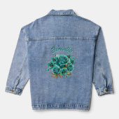 Gepersonaliseerd Elegant  Blauwgroen Roos Denim Jacket (Achterkant)