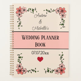 Gepersonaliseerd Elegant Bloemen Bruiloft Planner 