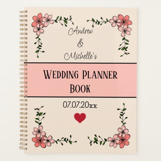 Gepersonaliseerd Elegant Bloemen Bruiloft Planner (Voorkant)