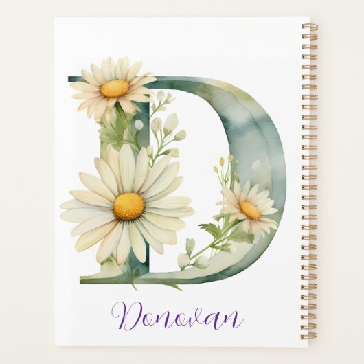 Gepersonaliseerd Elegant Bloemmonogram Notitieboek (Achterkant)