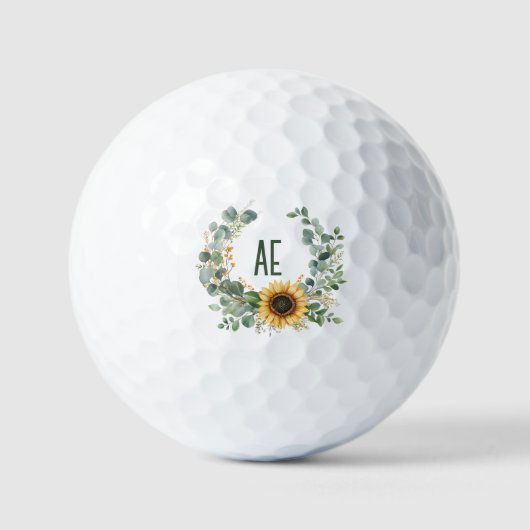 Gepersonaliseerd Elegant Bloemmonogram op maat Golfballen (Voorkant)