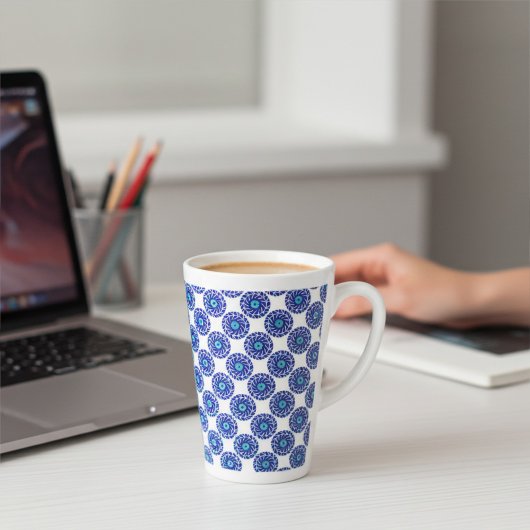 Gepersonaliseerd Elegant Blue Evil Eye geometrisch Latte Mok