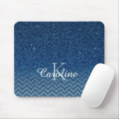 Gepersonaliseerd Elegant Blue Sparkle Glitter Mono Muismat (Met muis)