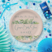 Gepersonaliseerd Elegant Botanisch Baby shower Papieren Bordje (Feest)