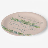 Gepersonaliseerd Elegant Botanisch Baby shower Papieren Bordje (Gekanteld)