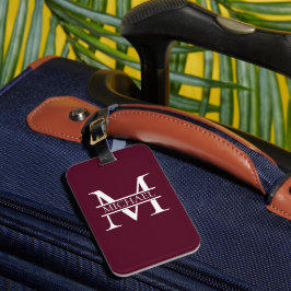 Gepersonaliseerd Elegant Bourgondisch Monogram en  Bagagelabel