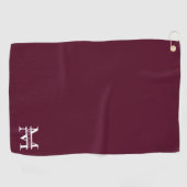 Gepersonaliseerd Elegant Bourgondisch Monogram en Golfhanddoek (Horizontaal)
