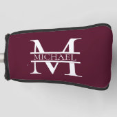 Gepersonaliseerd Elegant Bourgondisch Monogram en  Golfheadcover (Voorkant)