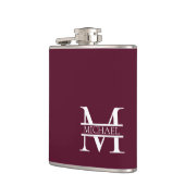 Gepersonaliseerd Elegant Bourgondisch Monogram en  Heupfles (Links)