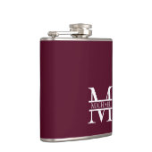 Gepersonaliseerd Elegant Bourgondisch Monogram en  Heupfles (Rechts)