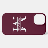 Gepersonaliseerd Elegant Bourgondisch Monogram en iPhone Hoesje (Achterkant horizontaal)
