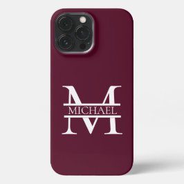 Gepersonaliseerd Elegant Bourgondisch Monogram en  iPhone 13 Pro Max Hoesje