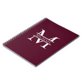 Gepersonaliseerd Elegant Bourgondisch Monogram en  Notitieboek (Linkerzijde)