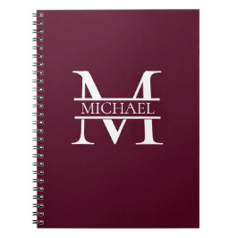 Gepersonaliseerd Elegant Bourgondisch Monogram en  Notitieboek