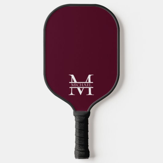 Gepersonaliseerd Elegant Bourgondisch Monogram en Pickleball Paddle (Voorkant)