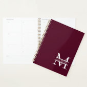 Gepersonaliseerd Elegant Bourgondisch Monogram en  Planner (Display)