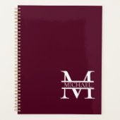 Gepersonaliseerd Elegant Bourgondisch Monogram en Planner (Voorkant)
