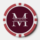 Gepersonaliseerd Elegant Bourgondisch Monogram en Poker Chips (Voorkant)