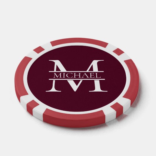 Gepersonaliseerd Elegant Bourgondisch Monogram en Poker Chips (Enkel)