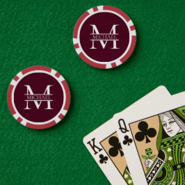 Gepersonaliseerd Elegant Bourgondisch Monogram en  Poker Chips