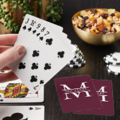 Gepersonaliseerd Elegant Bourgondisch Monogram en Pokerkaarten (Insitu)