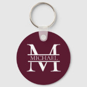 Gepersonaliseerd Elegant Bourgondisch Monogram en  Sleutelhanger (Voorkant)