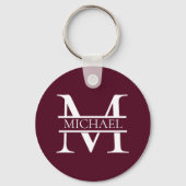 Gepersonaliseerd Elegant Bourgondisch Monogram en  Sleutelhanger (Achterkant)