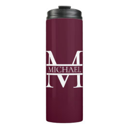 Gepersonaliseerd Elegant Bourgondisch Monogram en  Thermosbeker