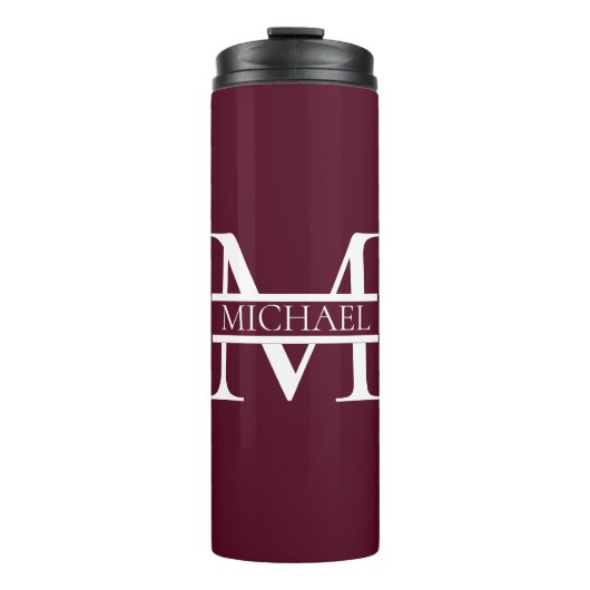 Gepersonaliseerd Elegant Bourgondisch Monogram en  Thermosbeker (Voorkant)