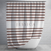 Gepersonaliseerd Elegant Bruin Streepjespatroon Douchegordijn