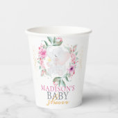 Gepersonaliseerd Elegant Elephant girl baby shower Papieren Bekers (Voorkant)
