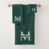 Gepersonaliseerd Elegant Emerald Green Monogram &  Bad Handdoek (Insitu)